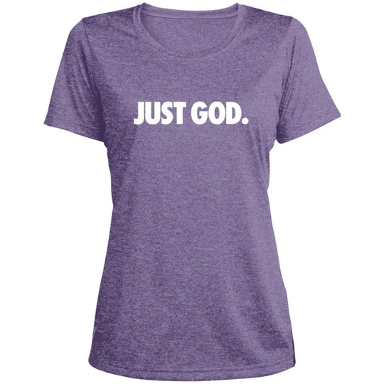 Women's Just God Scoop Neck Performance Tee