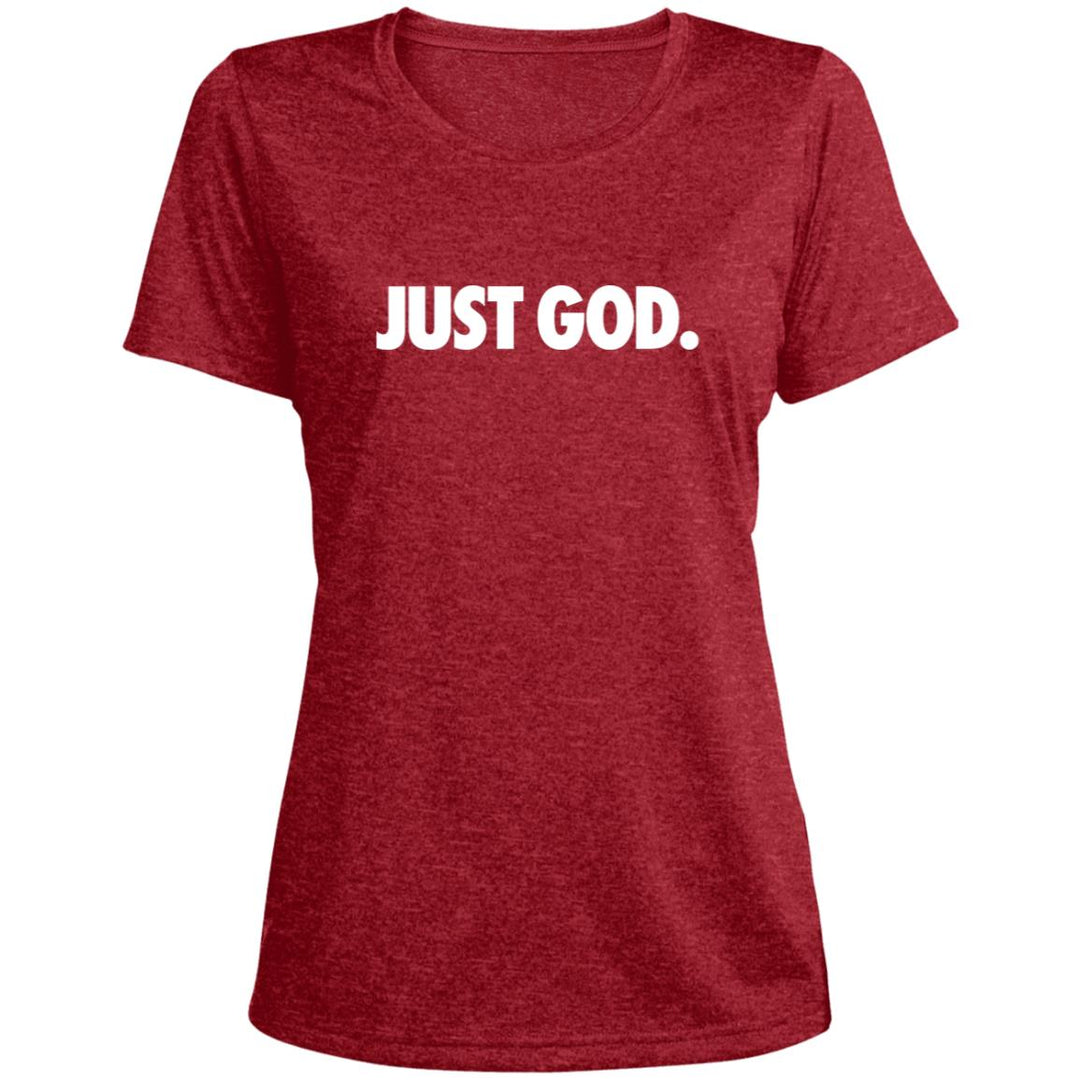Women's Just God Scoop Neck Performance Tee