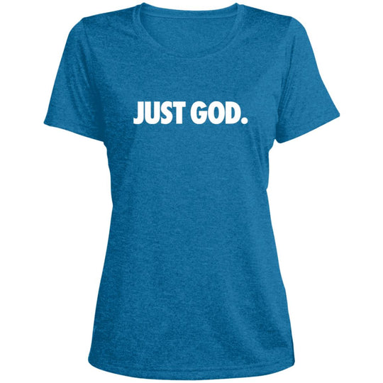 Women's Just God Scoop Neck Performance Tee